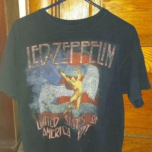 Led Zeppelin Black USA 1977 Black T-Shirt